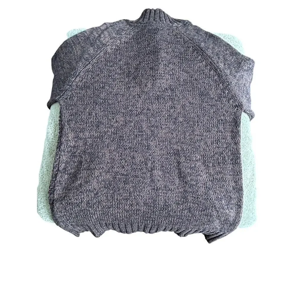 JB Holt Medium Pullover Men’s Knit Sweater Gray Cream 1/4 Toggle Kangaroo Pocket
